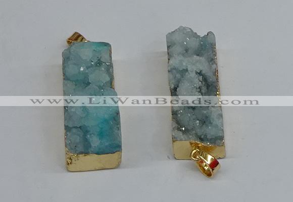 NGP8610 15*35mm - 16*40mm rectangle druzy agate pendants wholesale