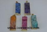 NGP8613 15*35mm - 16*40mm rectangle druzy agate pendants wholesale