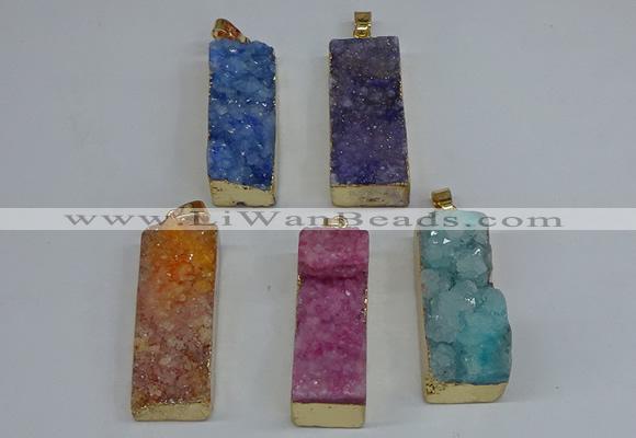 NGP8613 15*35mm - 16*40mm rectangle druzy agate pendants wholesale