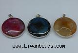 NGP8704 38mm - 40mm flat round agate pendants wholesale