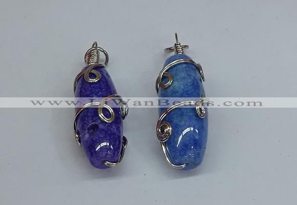 NGP8830 18*45mm rice agate gemstone pendants wholesale