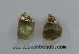 NGP8863 20*25mm - 30*40mm nuggets lemon quartz gemstone pendants