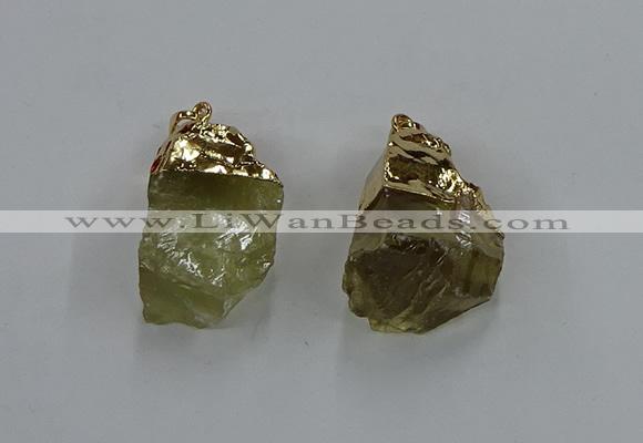 NGP8863 20*25mm - 30*40mm nuggets lemon quartz gemstone pendants