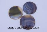 NGP934 5PCS 52mm flat round agate gemstone pendants wholesale