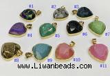 NGP9600 20mm faceted heart plated druzy agate pendants