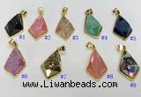 NGP9601 18*25mm faceted plated druzy agate pendants