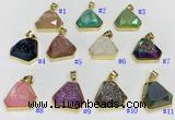 NGP9602 20*20mm faceted plated druzy agate pendants