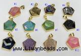 NGP9604 20*20mm faceted pentagon plated druzy agate pendants