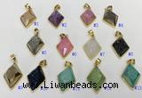 NGP9605 18*25mm faceted diamond plated druzy agate pendants