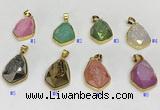 NGP9609 18*25mm faceted teardrop plated druzy agate pendants