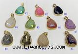 NGP9611 17*22mm faceted teardrop plated druzy agate pendants