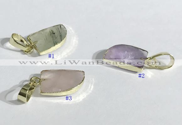 NGP9714 11*15mm horn-shaped  mixed gemstone pendants wholesale