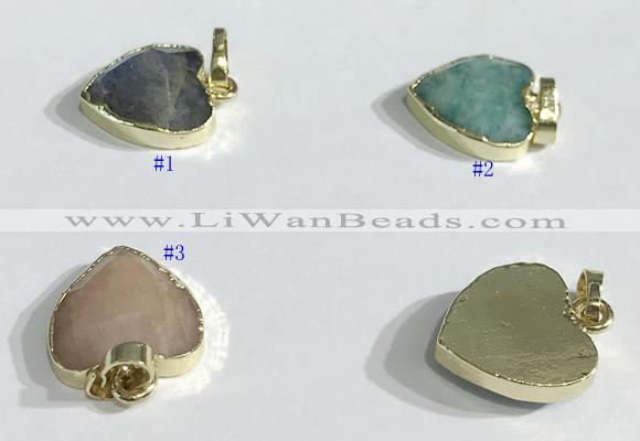 NGP9727 14mm heart-shaped  mixed gemstone pendants wholesale