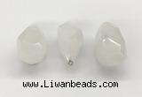 NGP9800 22*35mm - 25*40mm faceted nuggets white jade pendants