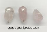 NGP9819 22*35mm - 25*40mm faceted nuggets rose quartz pendants