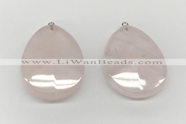 NGP9831 32*42mm - 35*45mm faceted nuggets rose quartz pendants