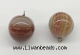 NGP9844 20mm round line agate gemstone pendants