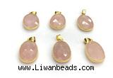 NGP9876 17*22mm faceted oval rose quartz pendant