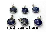 NGP9893 16mm faceted coin lapis lazuli pendant