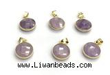 NGP9897 16mm faceted coin amethyst pendant