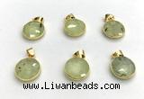 NGP9899 16mm faceted coin prehnite pendant