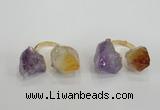 NGR102 13*18mm - 15*20mm faceted nuggets amethyst & citrine rings