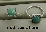 NGR1065 8*8mm square amazonite gemstone rings wholesale