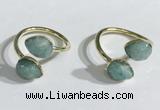 NGR1094 8*10mm faceted flat droplet amazonite rings wholesale