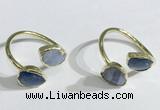 NGR1095 8*10mm faceted flat droplet kyanite & blue lace agate rings wholesale