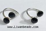 NGR1097 8mm faceted coin  black agate gemstone rings wholesale