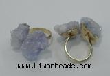 NGR11 15*20mm - 20*25mm nuggets plated druzy quartz rings