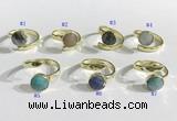 NGR1100 10mm faceted coin  mixed gemstone rings wholesale