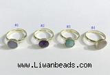 NGR1102 10mm faceted coin  mixed gemstone rings wholesale