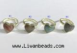 NGR1107 13mm faceted heart  mixed gemstone rings wholesale