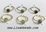 NGR1114 8mm coin  druzy agate gemstone rings wholesale