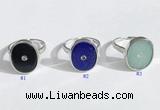 NGR1125 14*17mm oval mixed gemstone rings wholesale