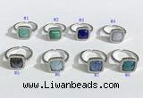 NGR1131 12mm square mixed gemstone gemstone rings wholesale