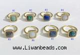 NGR1132 12mm square mixed gemstone gemstone rings wholesale