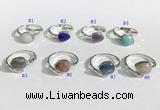 NGR1144 8*10mm faceted flat droplet mixed gemstone rings wholesale