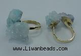 NGR12 15*20mm - 20*25mm nuggets plated druzy quartz rings