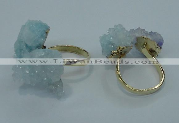 NGR12 15*20mm - 20*25mm nuggets plated druzy quartz rings