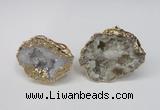 NGR126 30*40mm - 35*45mm freeform plated druzy quartz rings