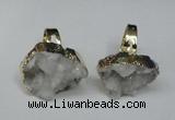 NGR129 18*25mm - 20*25mm freeform plated druzy quartz rings