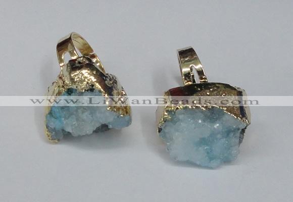 NGR132 18*25mm - 20*25mm freeform plated druzy quartz rings