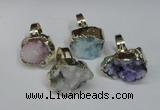 NGR133 18*25mm - 20*25mm freeform plated druzy quartz rings