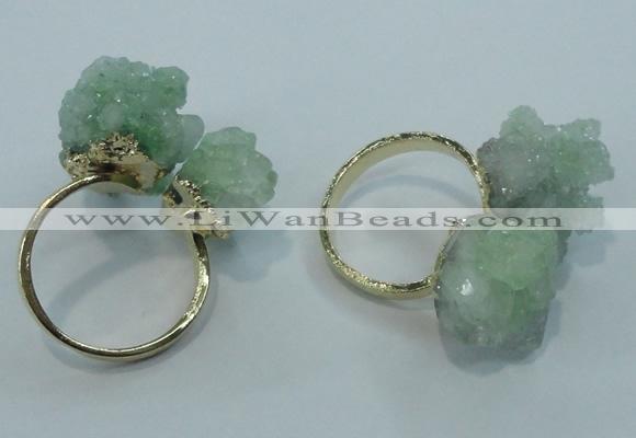 NGR14 15*20mm - 20*25mm nuggets plated druzy quartz rings