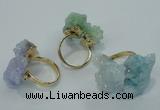 NGR15 15*20mm - 20*25mm nuggets plated druzy quartz rings