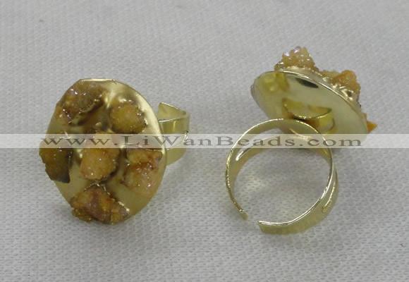 NGR176 25*30mm druzy agate gemstone rings wholesale