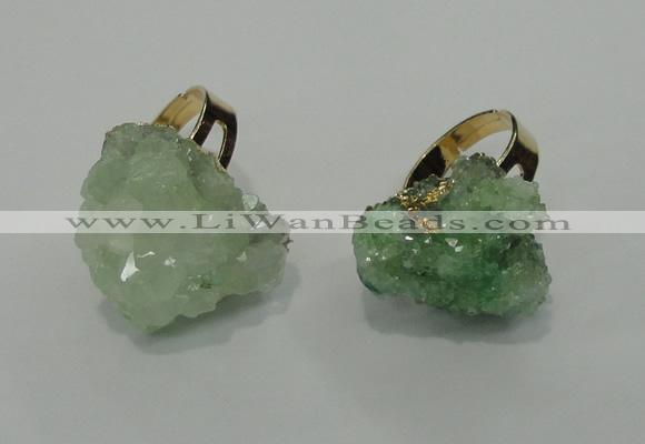 NGR20 18*25mm - 25*30mm nuggets plated druzy quartz rings