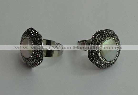 NGR2001 25*25mm flower pearl rings wholesale